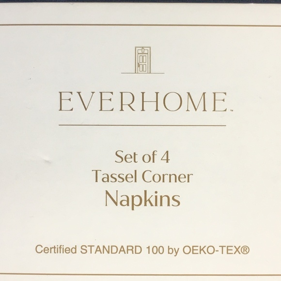 brand new Set of 8 Everhome Solid Color Navy Blue Fabric Napkins with Tassels - Picture 2 of 10